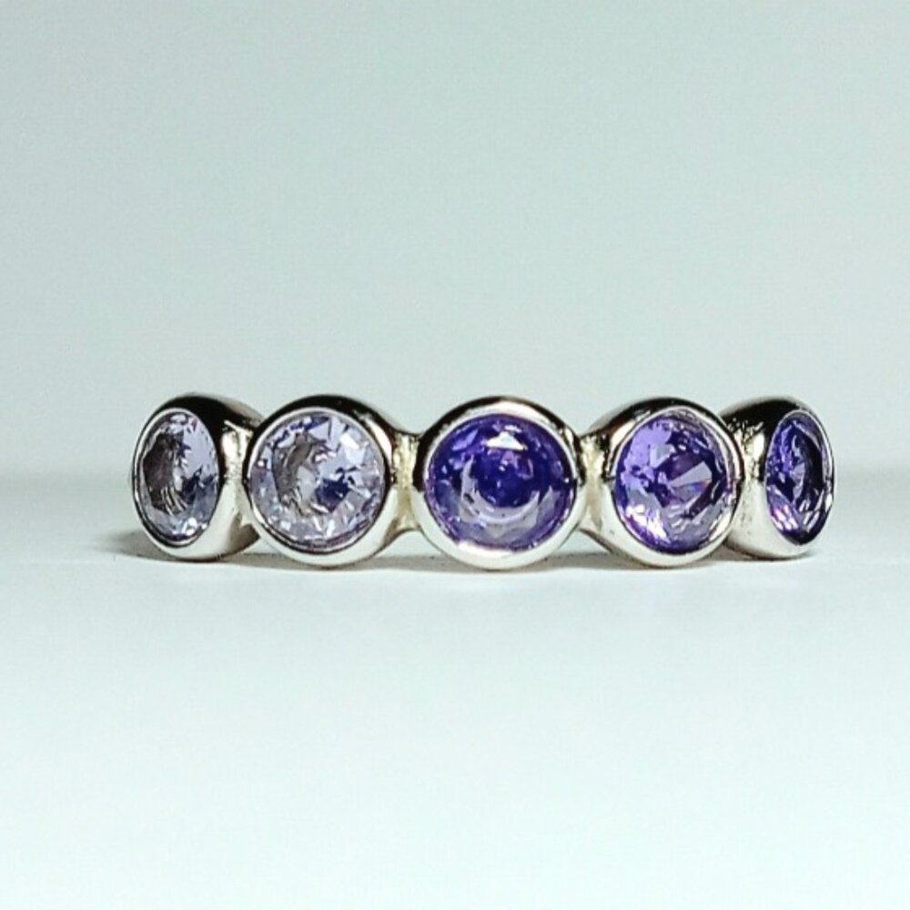 Bomb Party Ring Size 10 .925 The Sterling Club Gradient Amethyst Cubic Zirconia